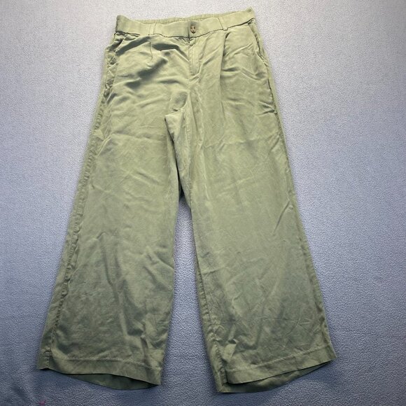 Torrid Linen Blend Pants Olive Green Wide Leg Elastic Waist Womens 14T Pull On - Picture 1 of 9